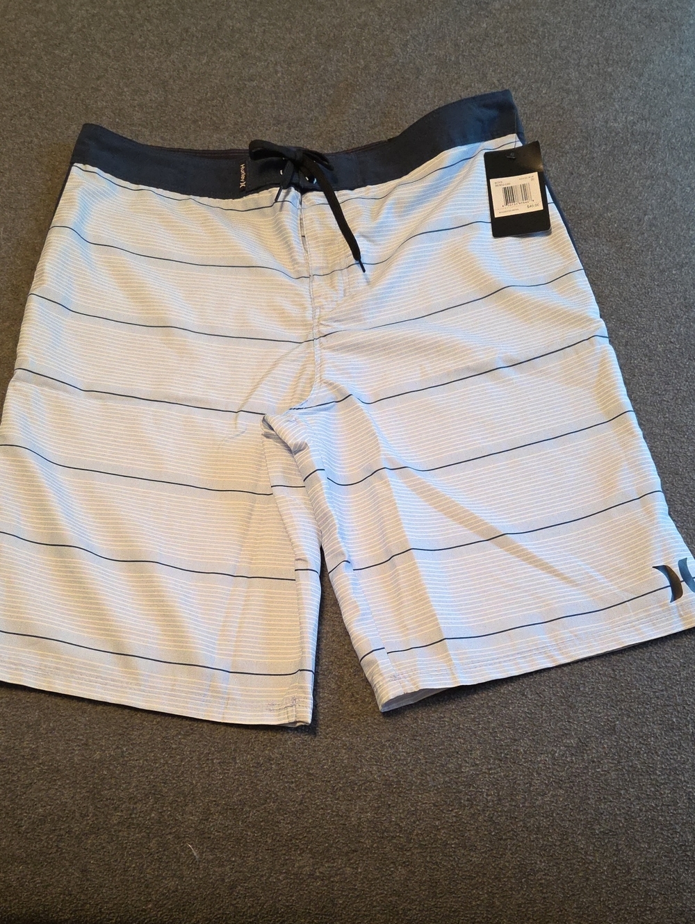 Hurley Boys NWT Light Blue and Navy Striped Board Shorts